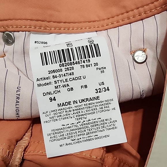 Brax Ultralight Mens Pants Cadiz Straight Size 32/34 Peach 26" Inseam - Picture 13 of 13